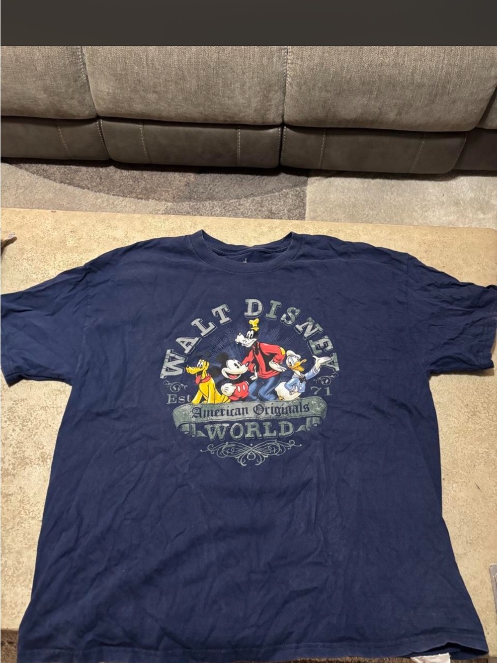 Disney Vintage Navy Short Sleeve Tee with Classic Mickey & Friends Graphic
